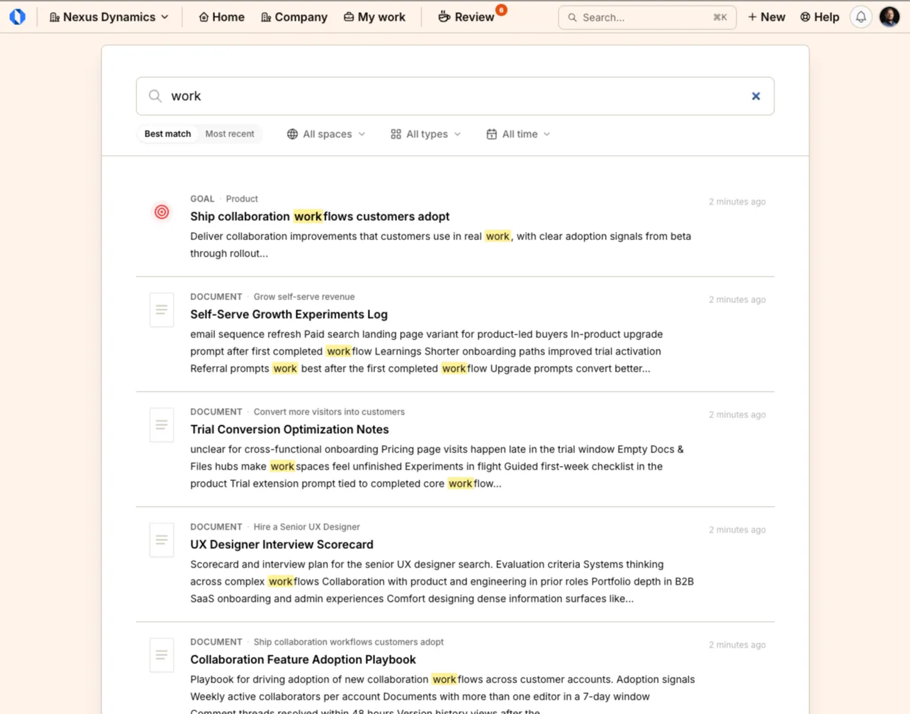 Screenshot: Search page with refine filters